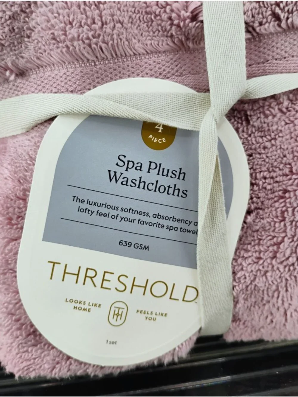 Threshold Spa Plush Washcloths Set Of 4 Rose 639 GSM Ultra Soft